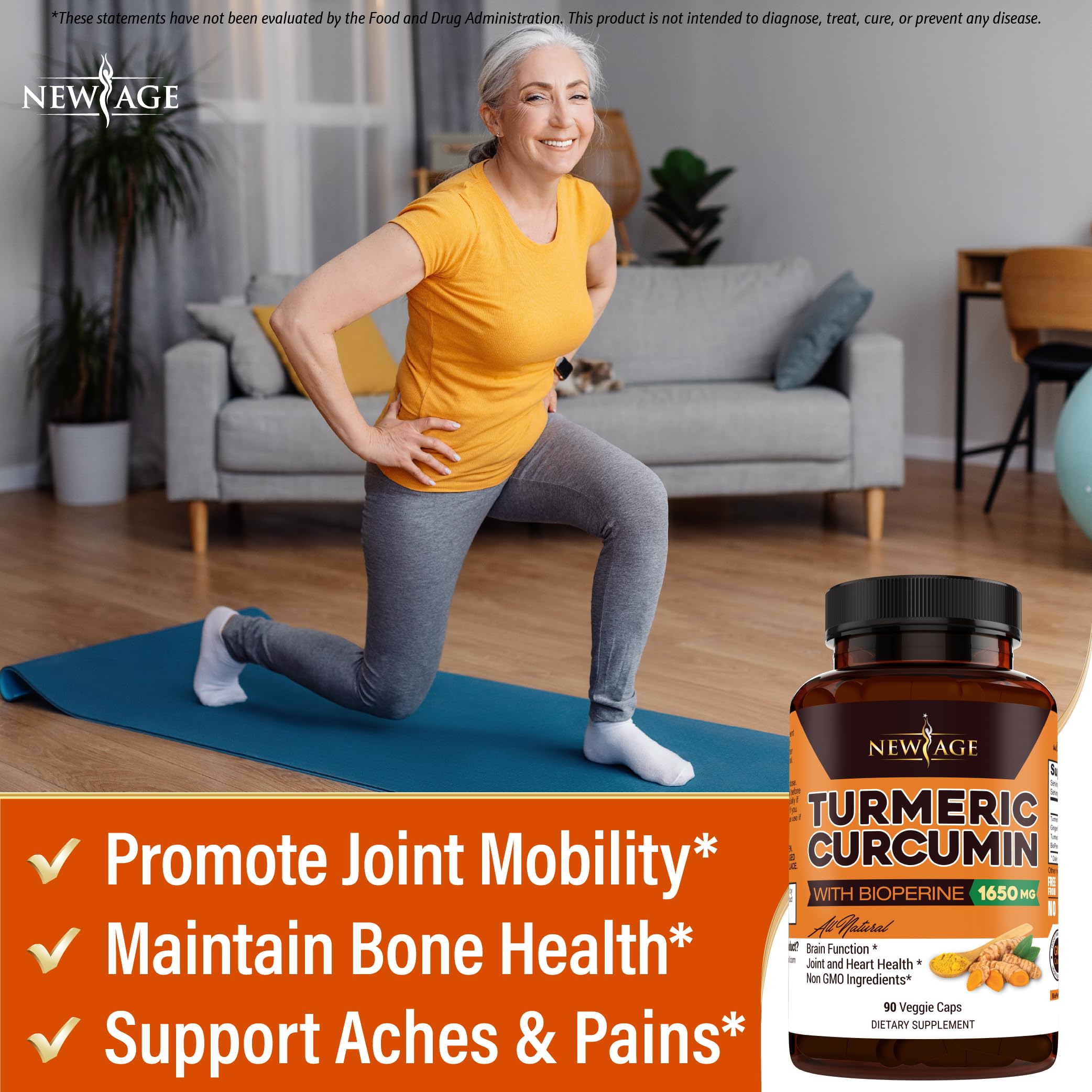 New Age Turmeric Curcumin Capsules bottle opened for daily use.