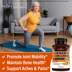 New Age Turmeric Curcumin Capsules bottle opened for daily use.