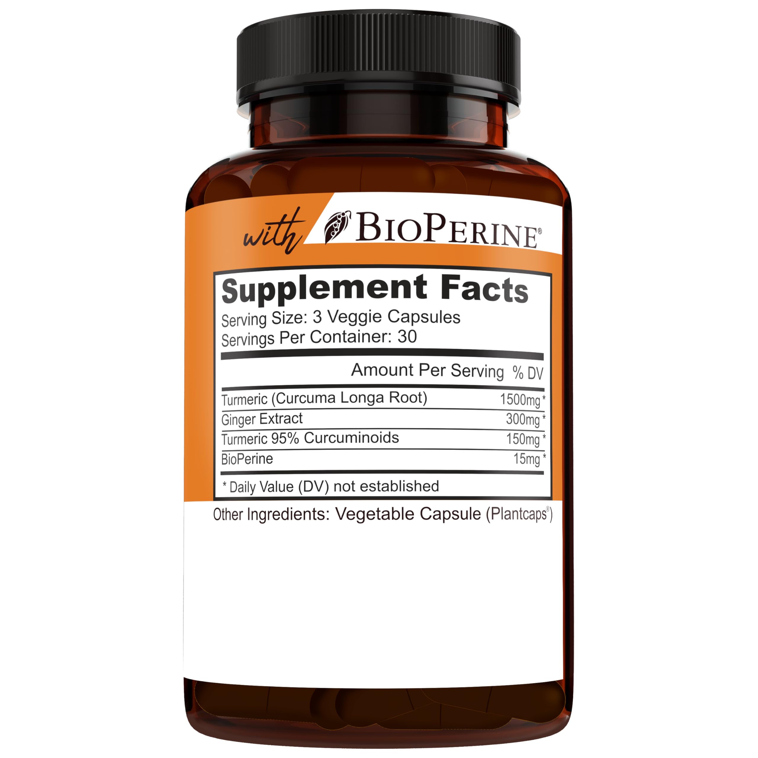 Gluten-free and non-GMO badges on New Age Turmeric Curcumin packaging.
