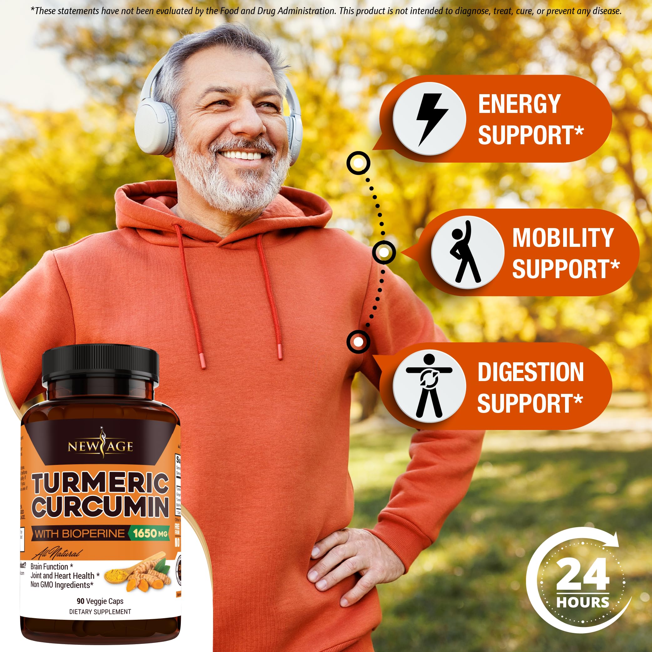Two New Age Turmeric Curcumin Capsules bottles shown as a value-packed duo.