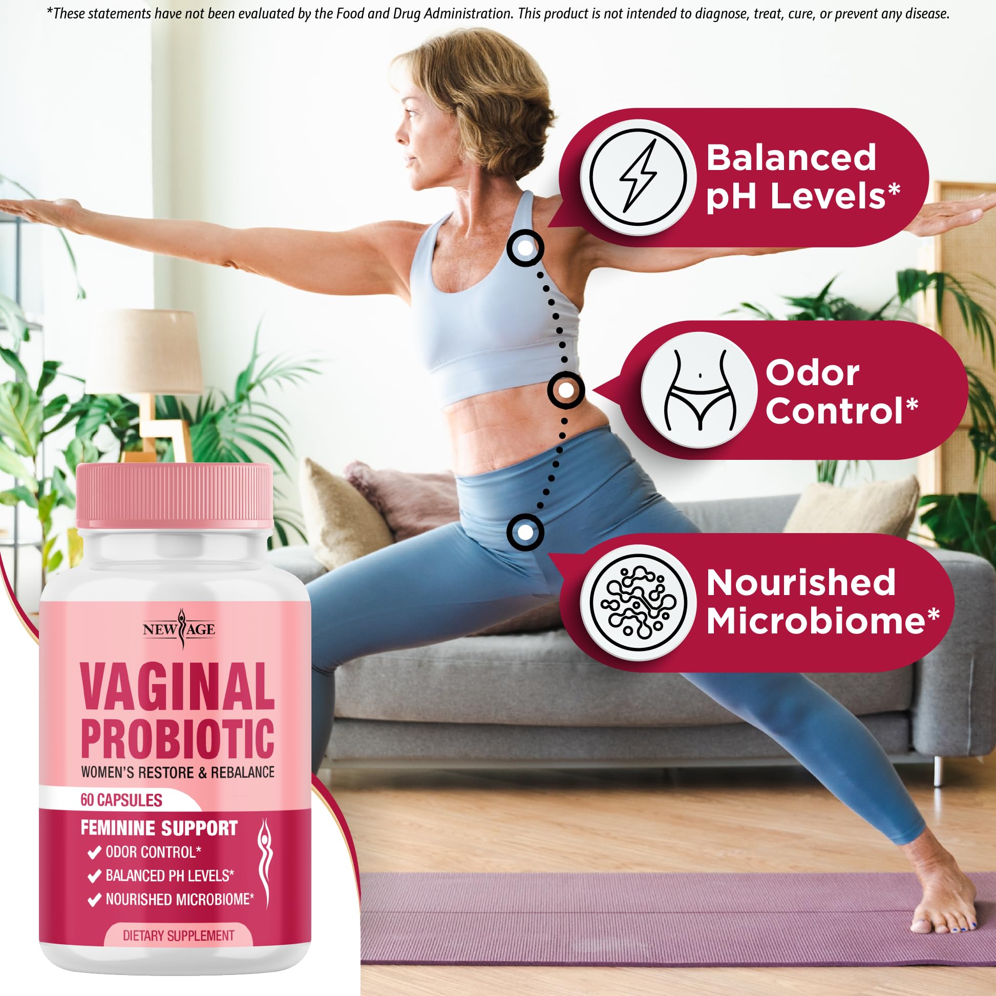 New Age Vaginal Probiotics cranberry extract emphasizes antioxidant content.