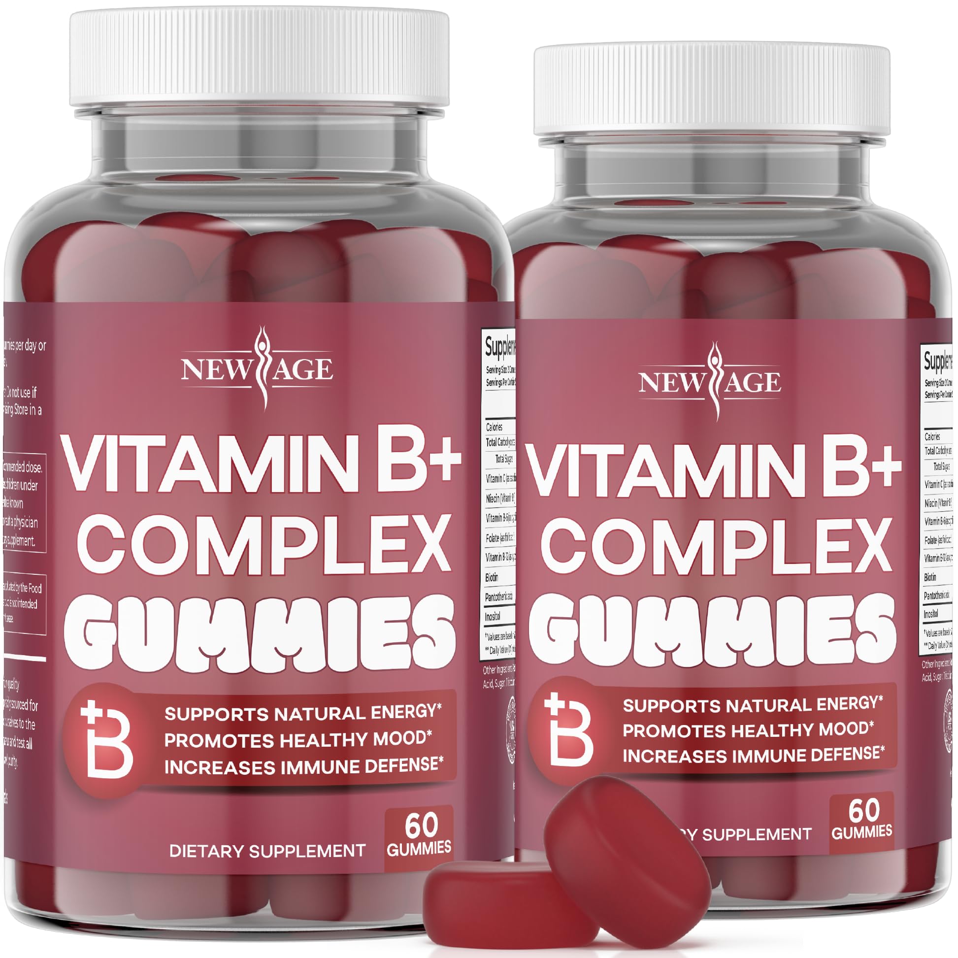 New Age Vitamin B Complex Gummies bottle on counter for daily energy support