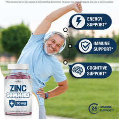 Close-up of NEW AGE Zinc Gummies showing chewy texture for pleasant daily intake.