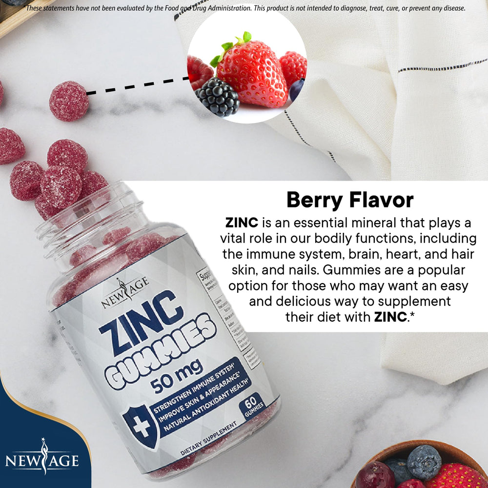 Single New Age Zinc Gummy resting on a clean surface.