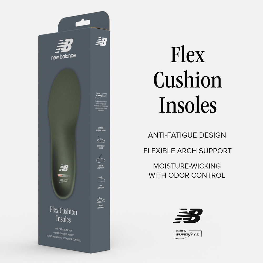 New Balance insoles with two-layer foam provide extended foot relief.