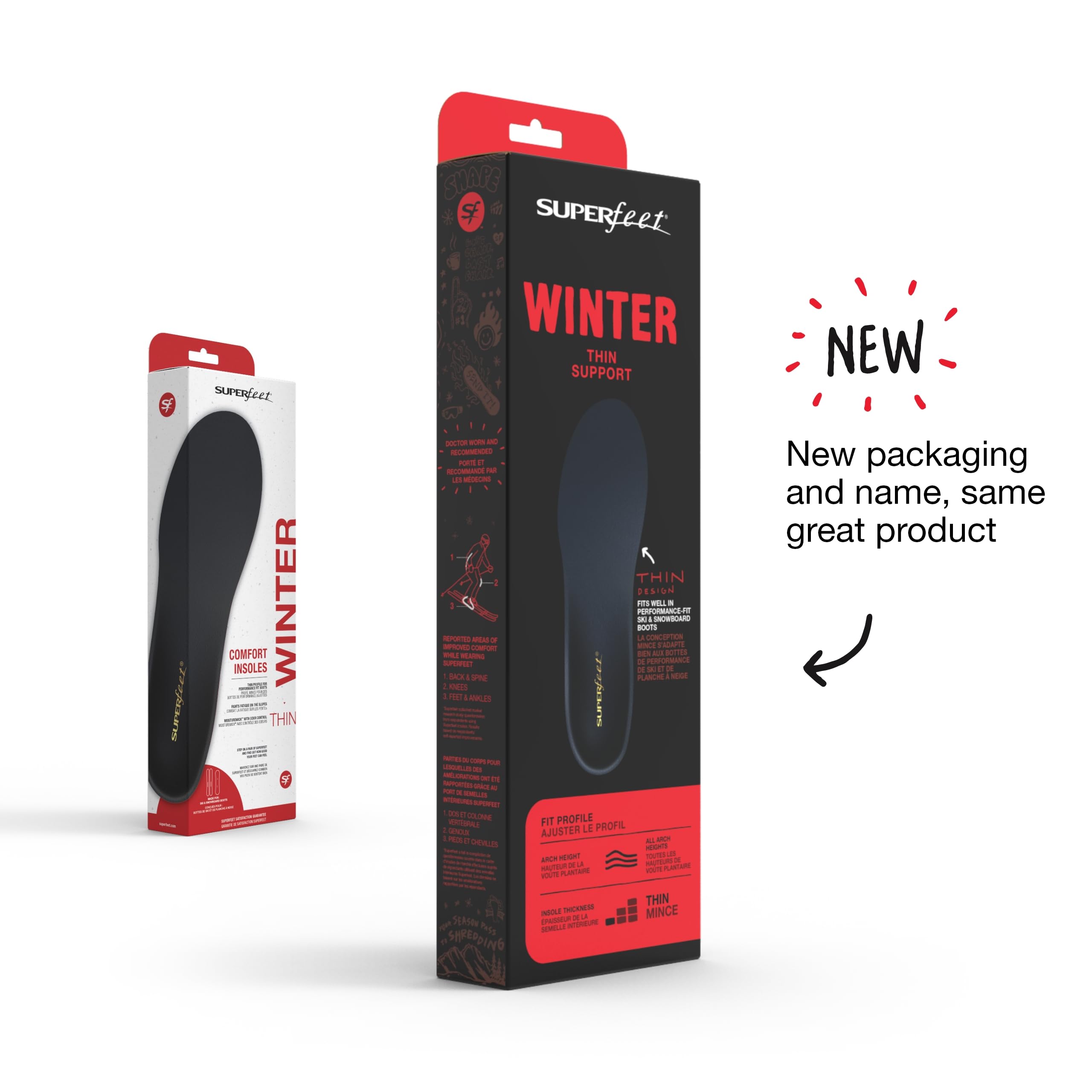 New Balance Superfeet Winter Thin heel-cup insoles cradle feet for a secure fit.