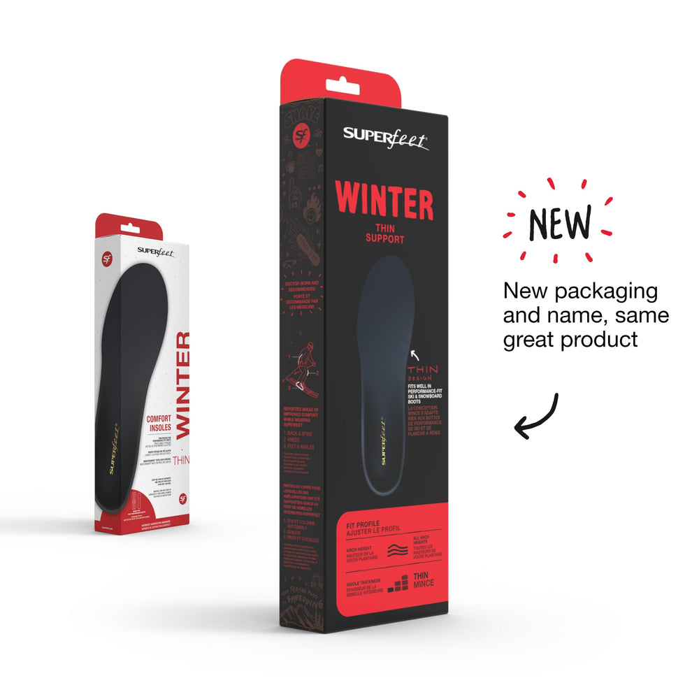 New Balance Superfeet Winter Thin heel-cup insoles cradle feet for a secure fit.