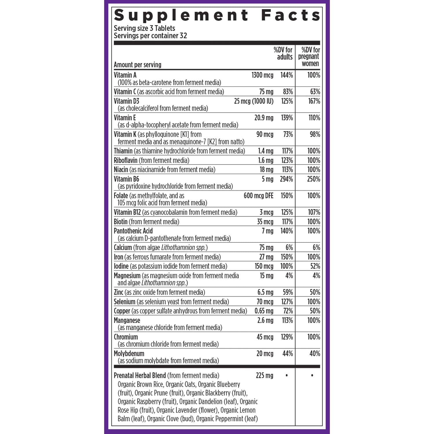 New Chapter Advanced Perfect Prenatal methylfolate label underscores bioactive folate form