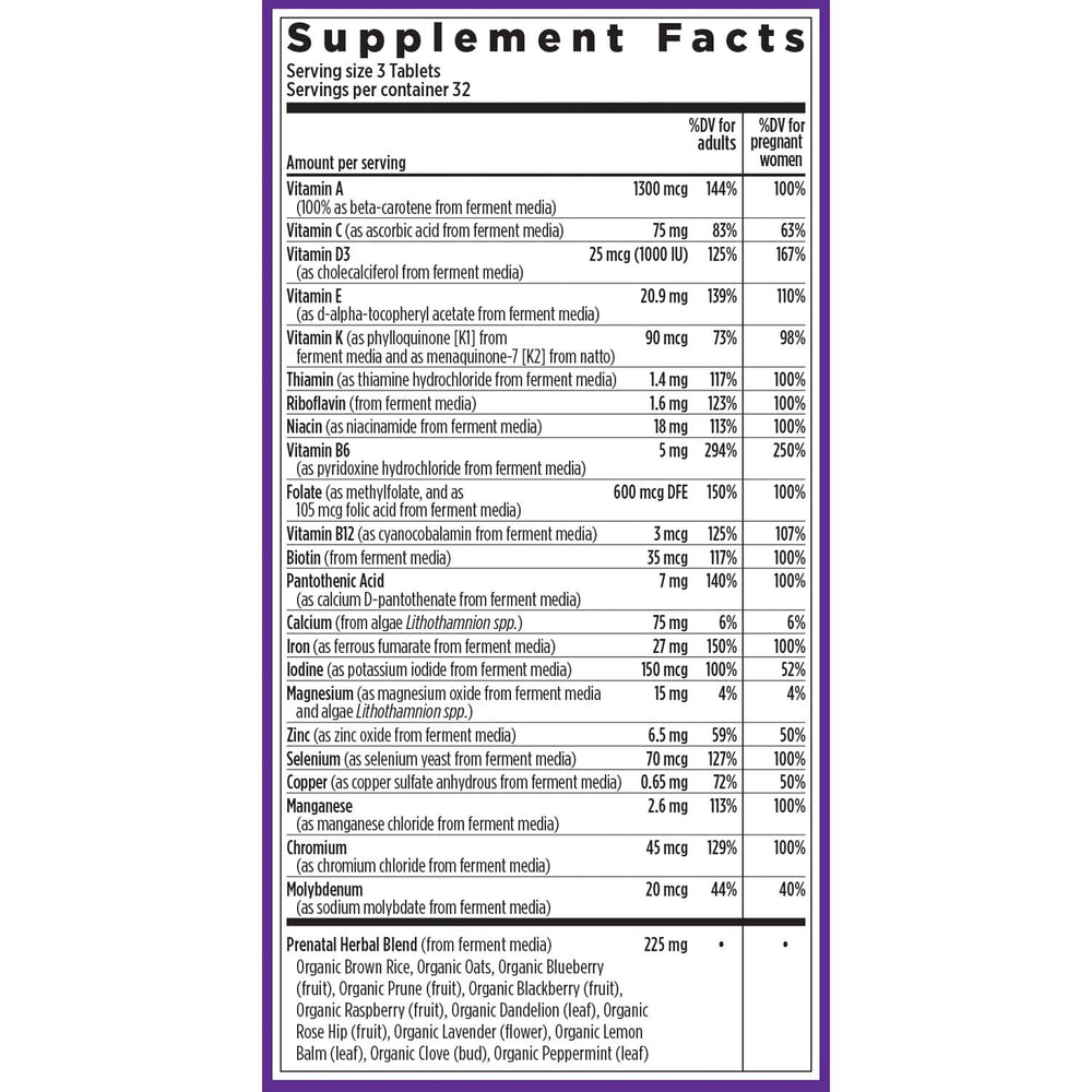 New Chapter Advanced Perfect Prenatal methylfolate label underscores bioactive folate form