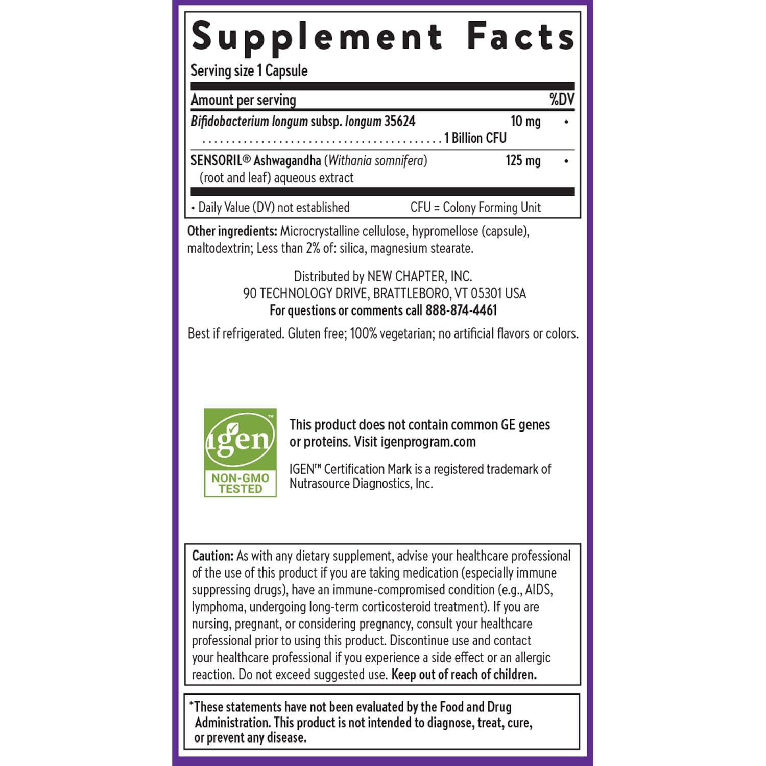 New Chapter All-Flora De-Stress ingredient list reveals ultra-concentrated formula.
