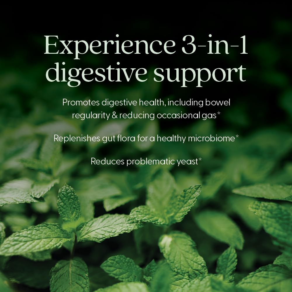 New Chapter All-Flora postbiotic compounds and botanicals support a balanced gut ecosystem.