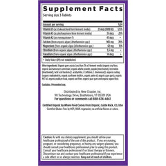 New Chapter Calcium bottle label shows USDA Organic certification for clean nutrition
