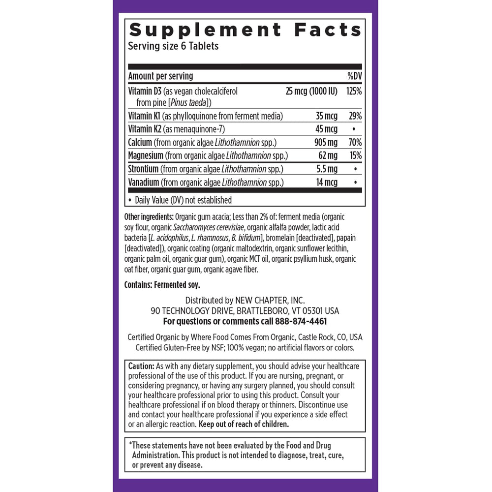 Kosher and gluten-free badges on New Chapter calcium packaging signal purity