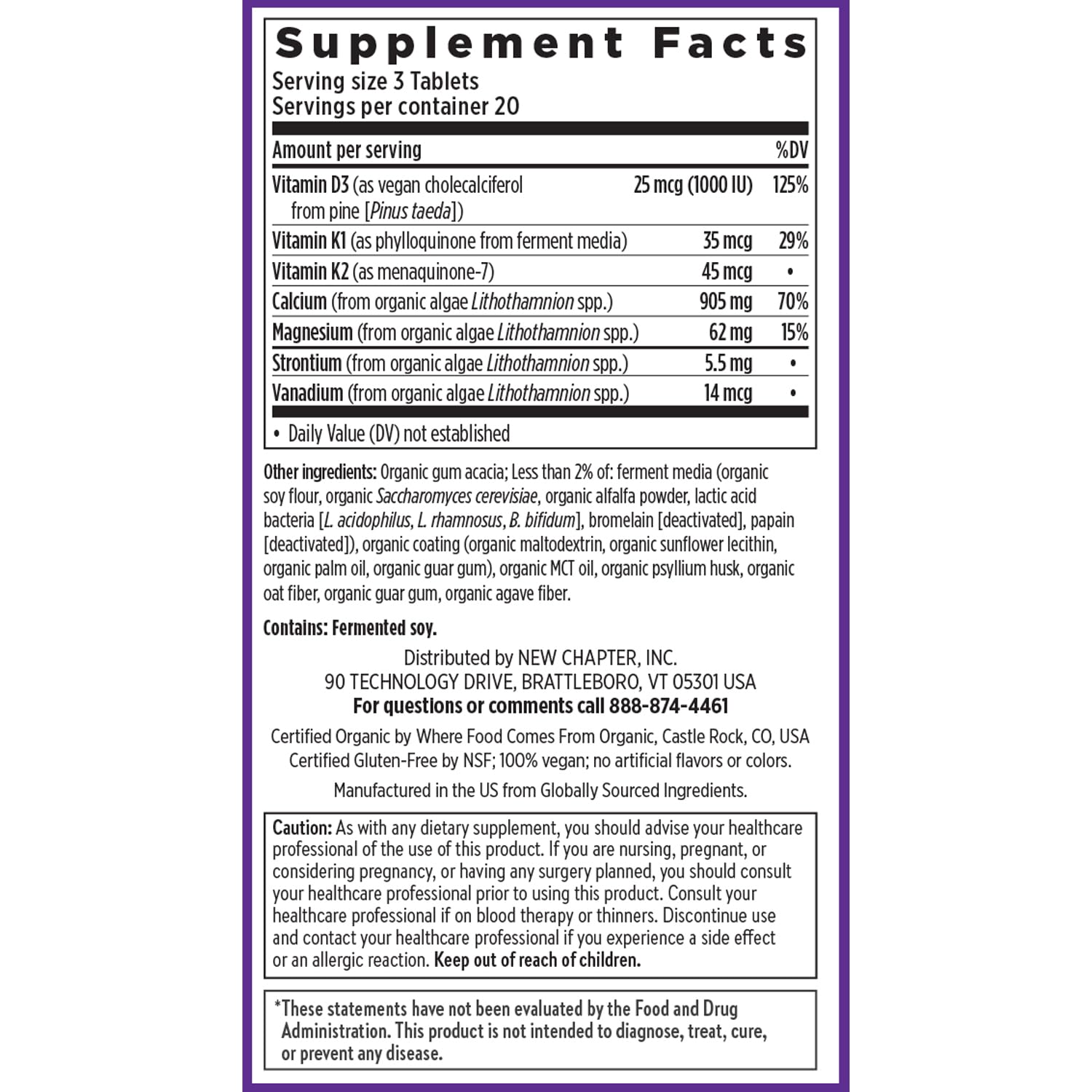 New Chapter plant-based calcium ingredients showcasing organic, mineral-rich composition