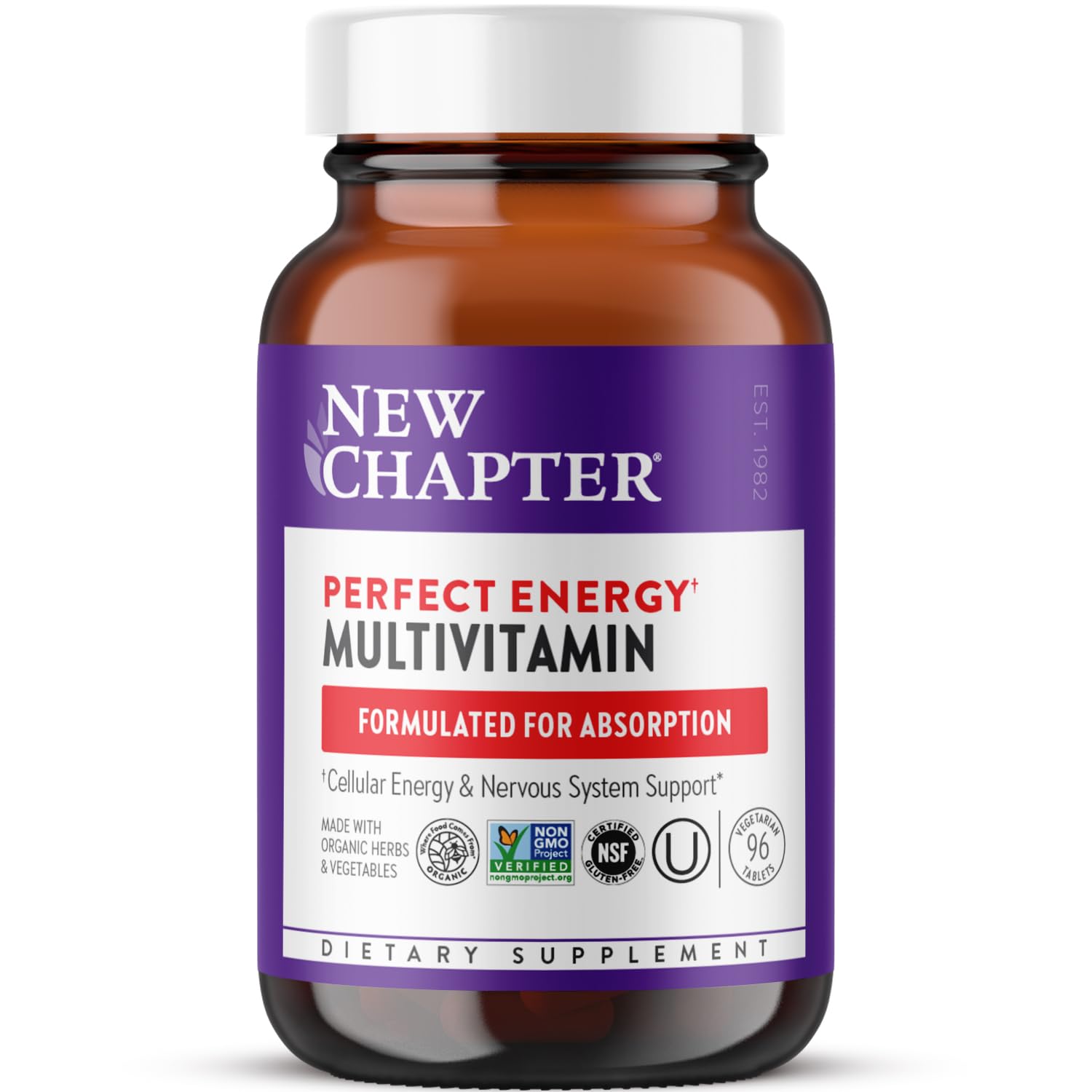 New Chapter Energy Supplement bottle shown for daily energy support.