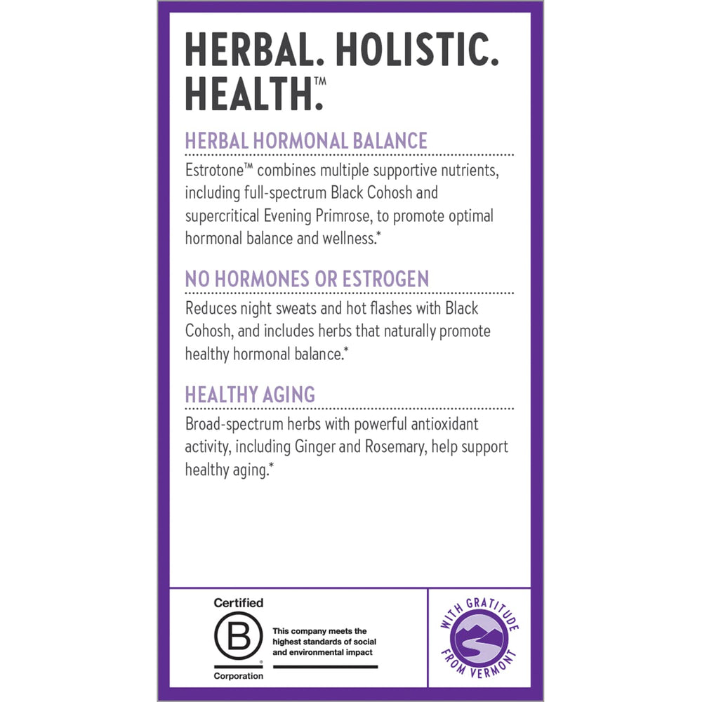New Chapter Estrotone NSF-certified gluten-free status supports quality trust.