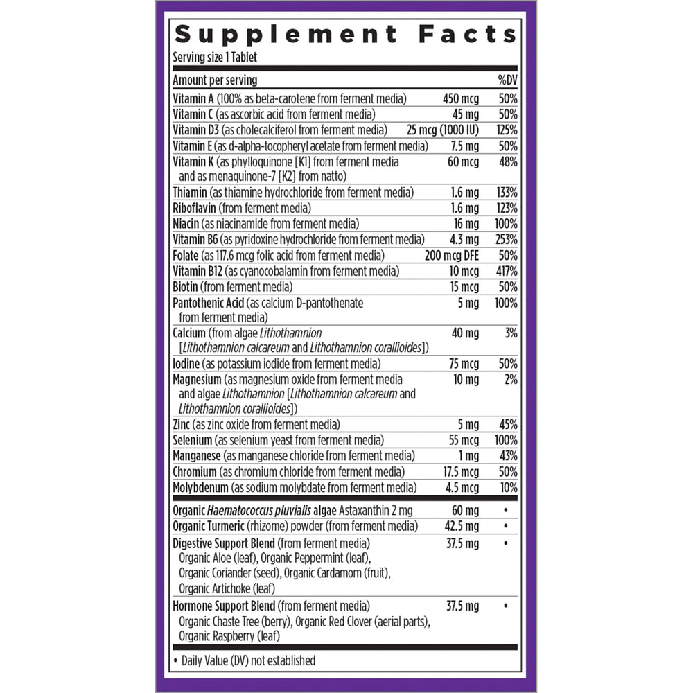 New Chapter Every Women's One Daily 55+ natural ingredients inside bottle