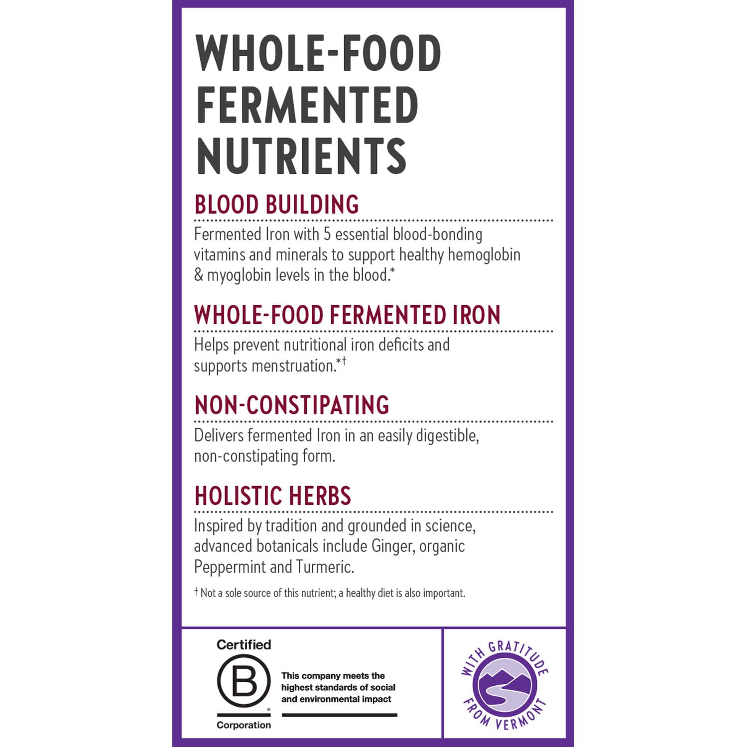 New Chapter Iron turmeric maca ginger imagery illustrates complementary herbal boost.