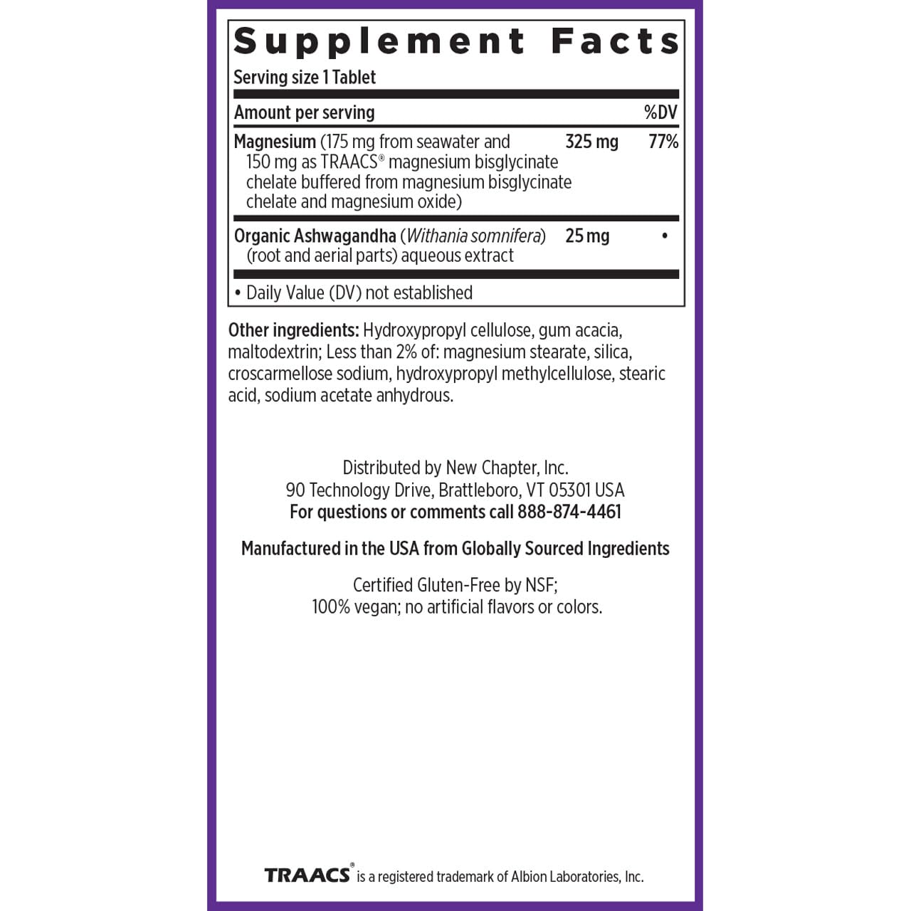New Chapter magnesium ashwagandha capsules spilled beside bottle for daily dose