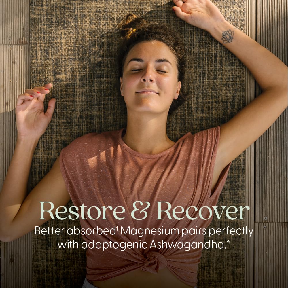 New Chapter magnesium-ashwagandha capsules close-up highlighting ease of digestion.