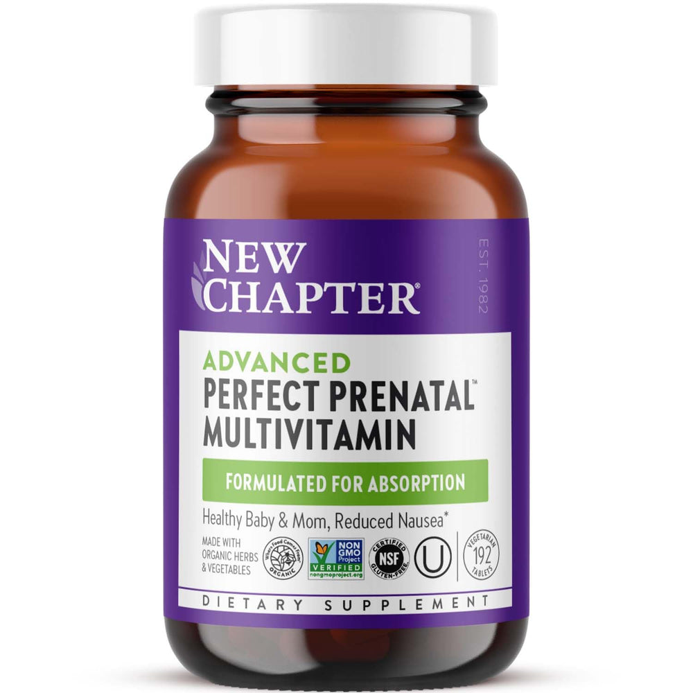 New Chapter Perfect Prenatal bottle pour shows easy dosing for moms-to-be.