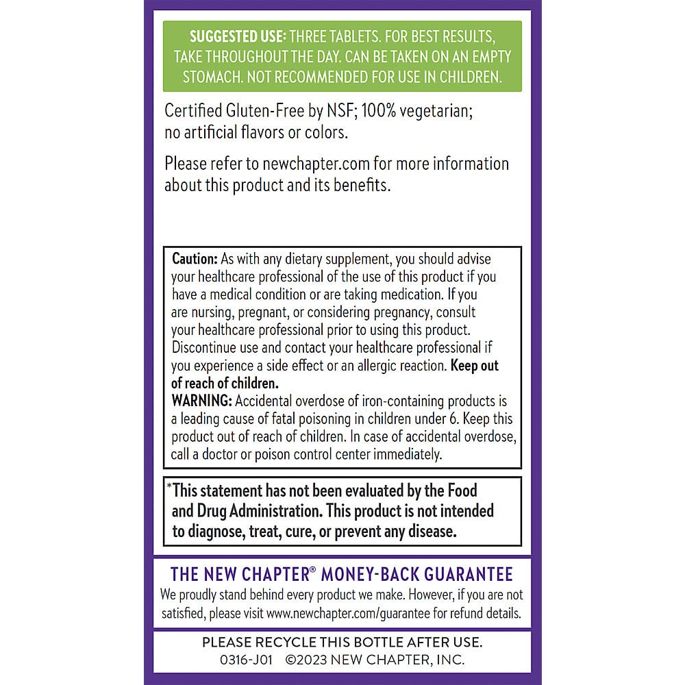 New Chapter Perfect Prenatal label shows non-GMO and whole-food sourcing in action