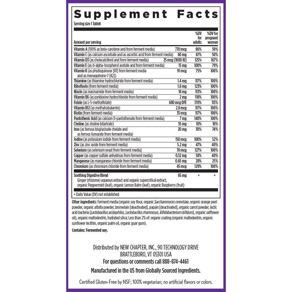 New Chapter Prenatal non-GMO label highlights clean, verified ingredients