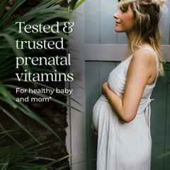 New Chapter Prenatal tablets close-up highlighting easy-to-swallow, gentle-on-stomach formulation