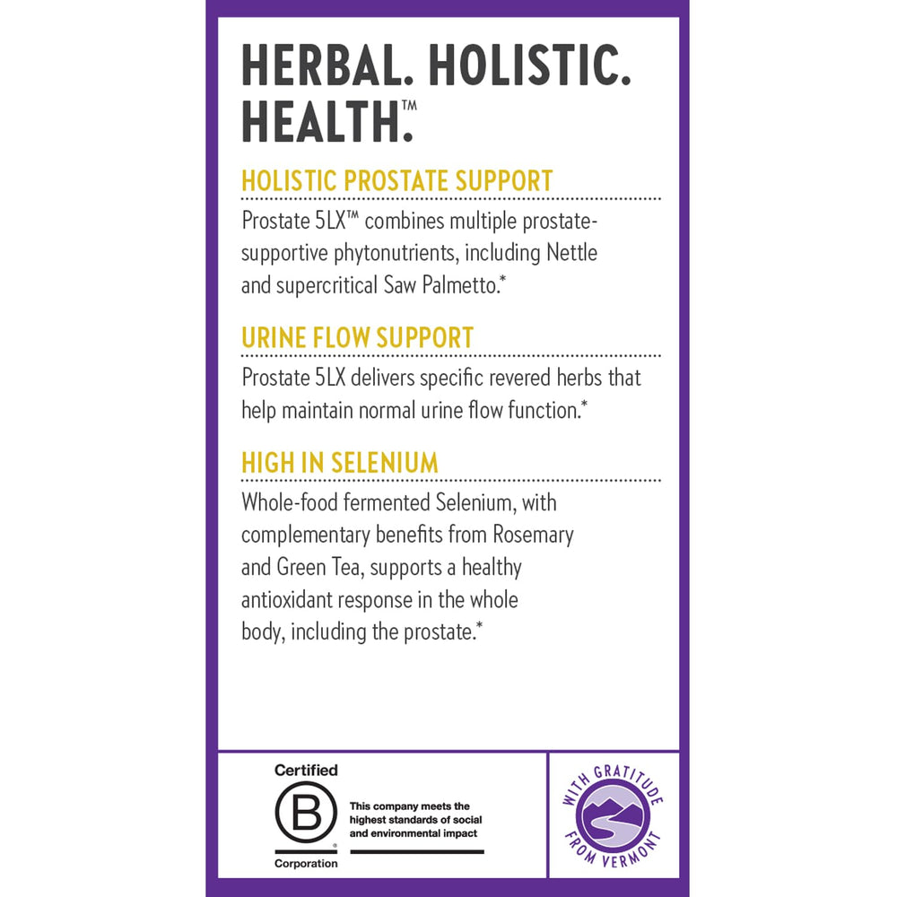 New Chapter Prostate 5LX herbs panel with pumpkin seed oil