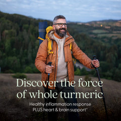 Close-up of New Chapter Turmeric Force label highlighting organic extract.