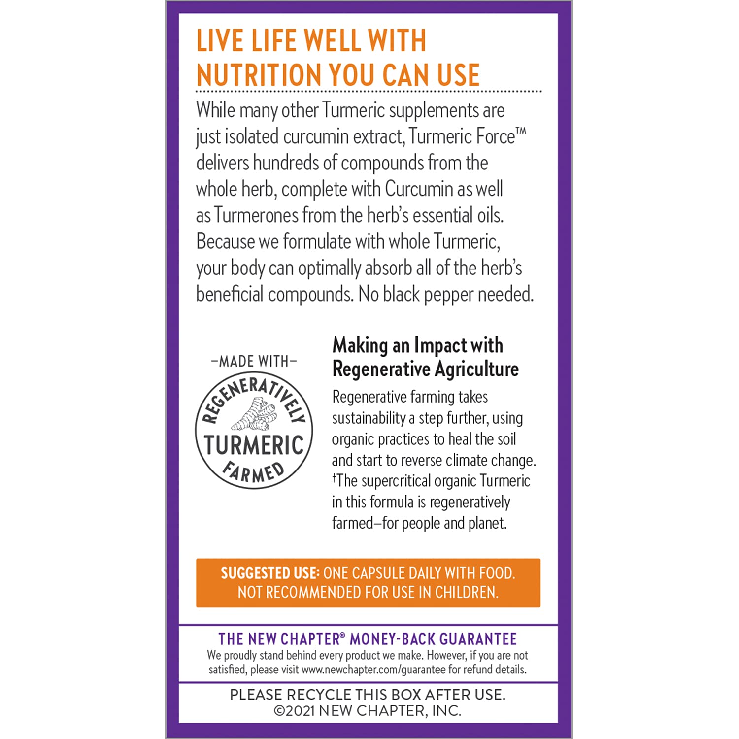 NSF gluten-free certification visible on New Chapter Turmeric Force packaging.