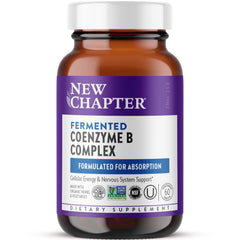 New Chapter Vitamin B Complex bottle on shelf showing energy support potential.