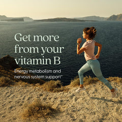 New Chapter Vitamin B Complex capsules close-up highlighting fermented nutrients.