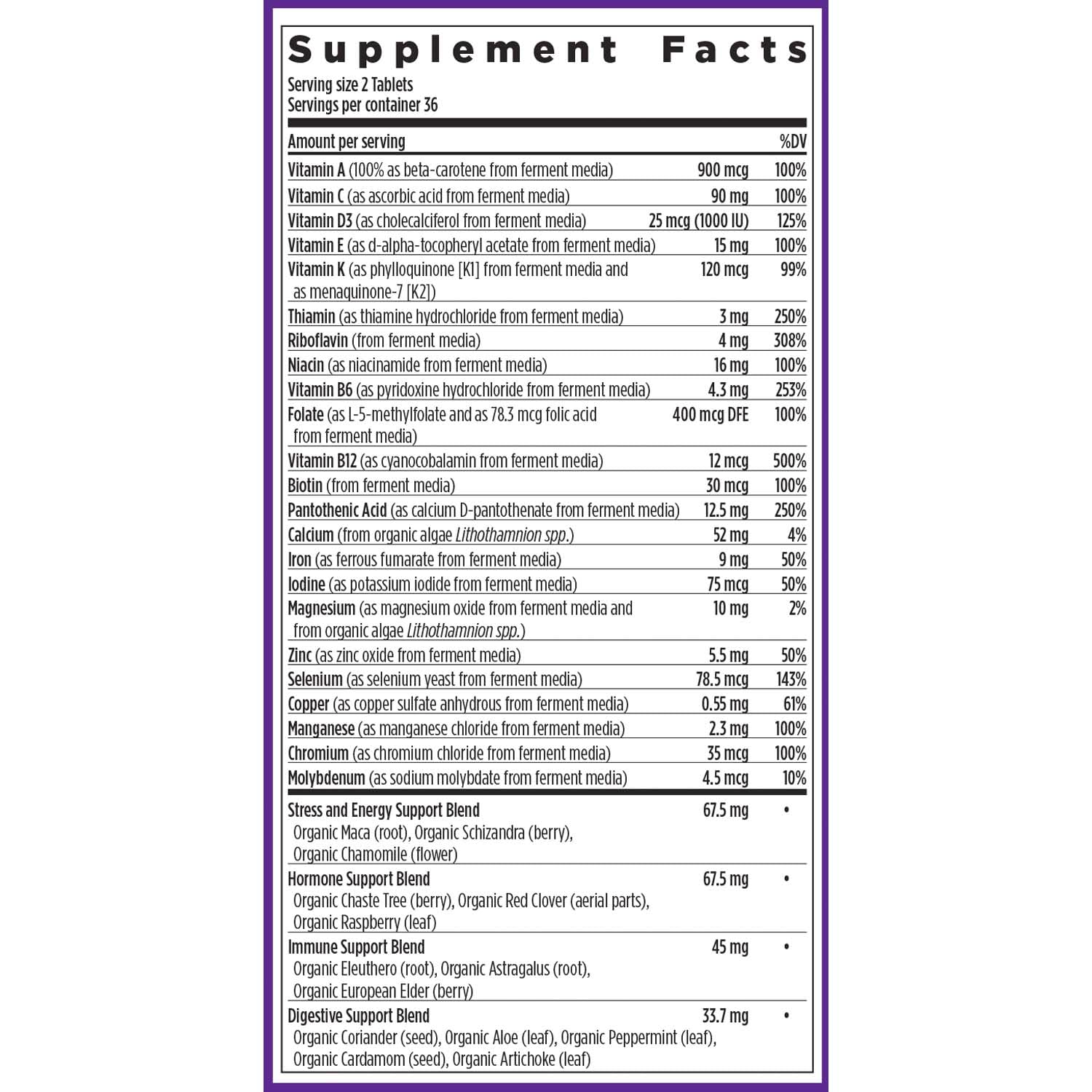 New Chapter Advanced organic certifications emphasize clean, non-GMO and vegetarian nutrients.