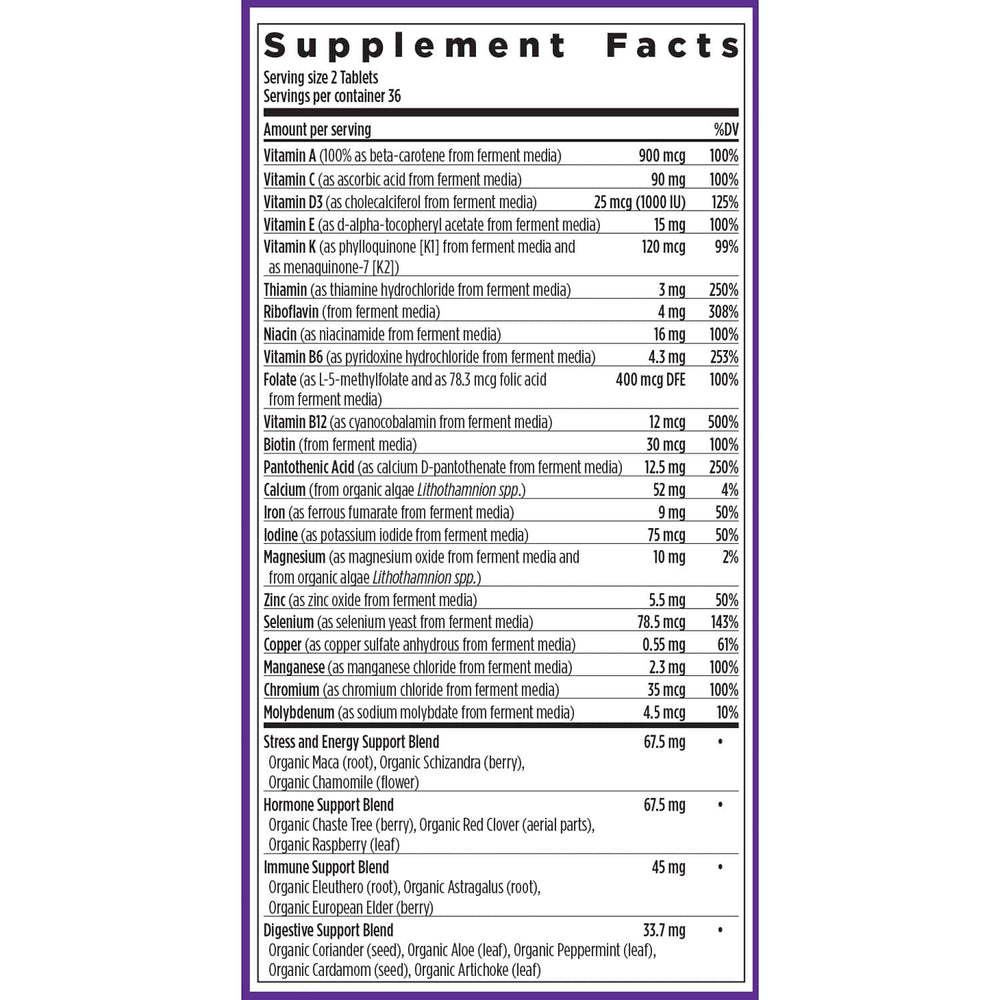 New Chapter Advanced organic certifications emphasize clean, non-GMO and vegetarian nutrients.