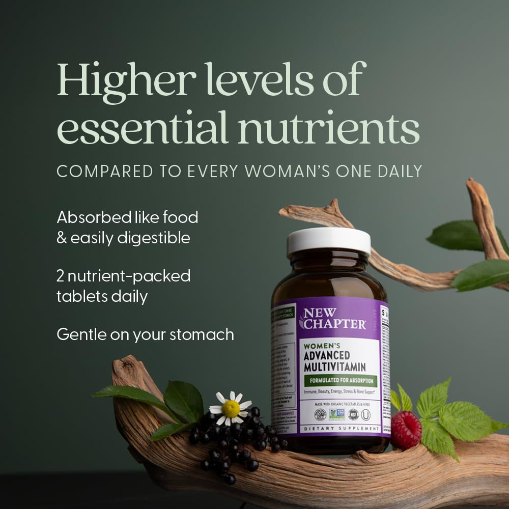 New Chapter Women's Multivitamin capsules in a clear bottle for easy digestion.