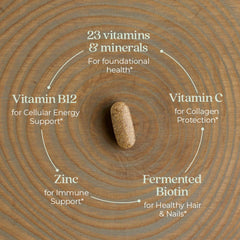 New Chapter multivitamin capsules image demonstrates gentle iron for stomach-friendly daily use.