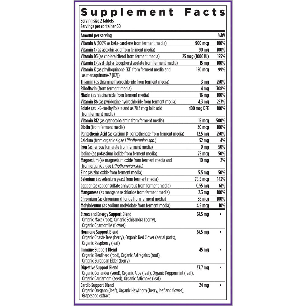 Two-a-day dosage concept for New Chapter women's multivitamin.