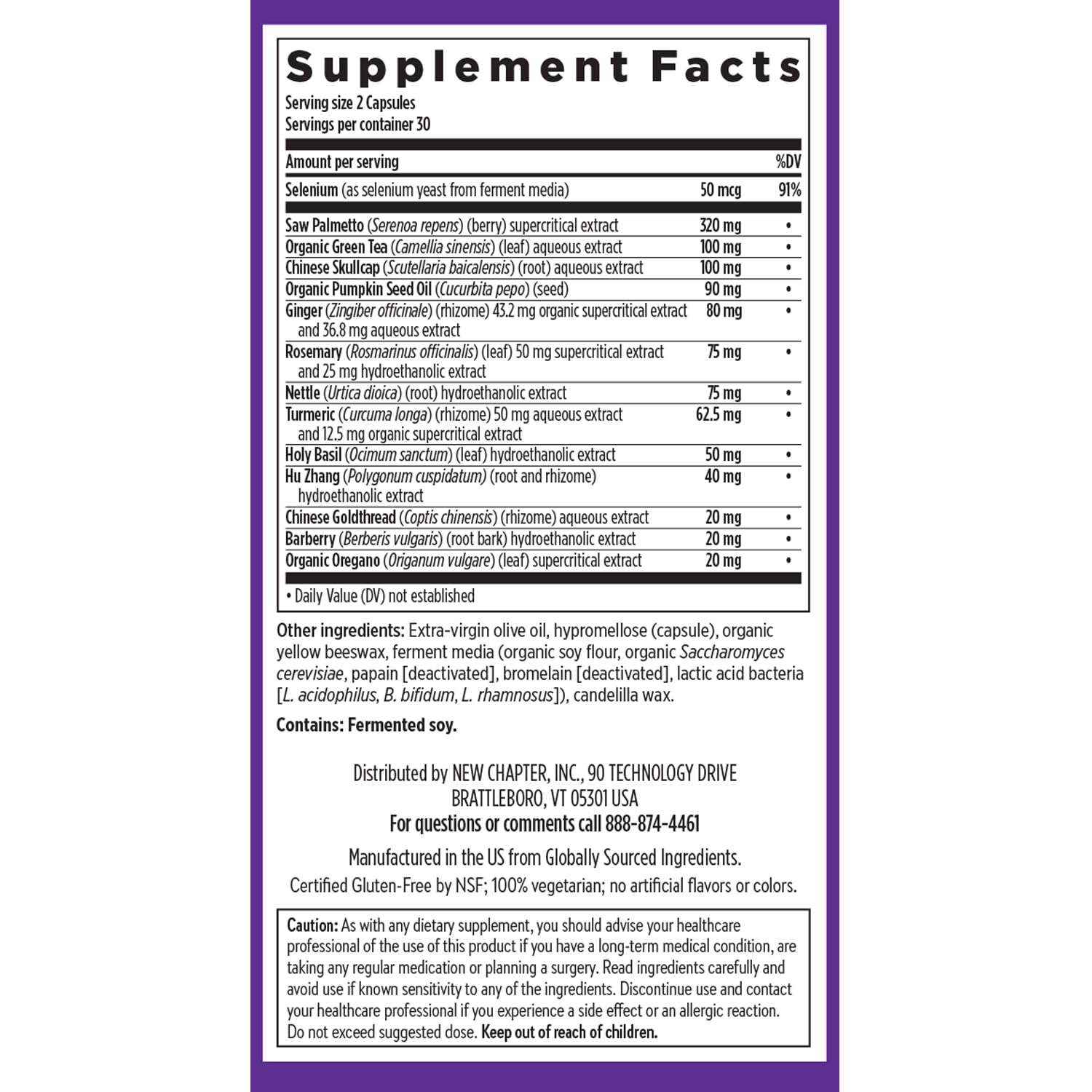 New Chapter Zyflamend Prostate pumpkin seed oil visible in a whole‑plant formulation