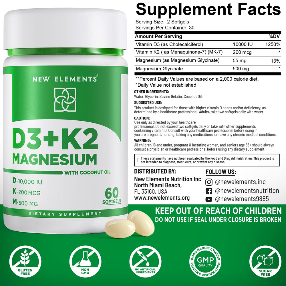 New Elements D3 K2 dispensing softgels demonstrates easy daily use