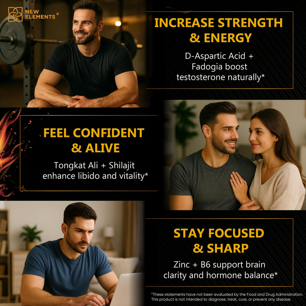 New Elements Test Booster Ginseng Ginkgo for mental clarity.