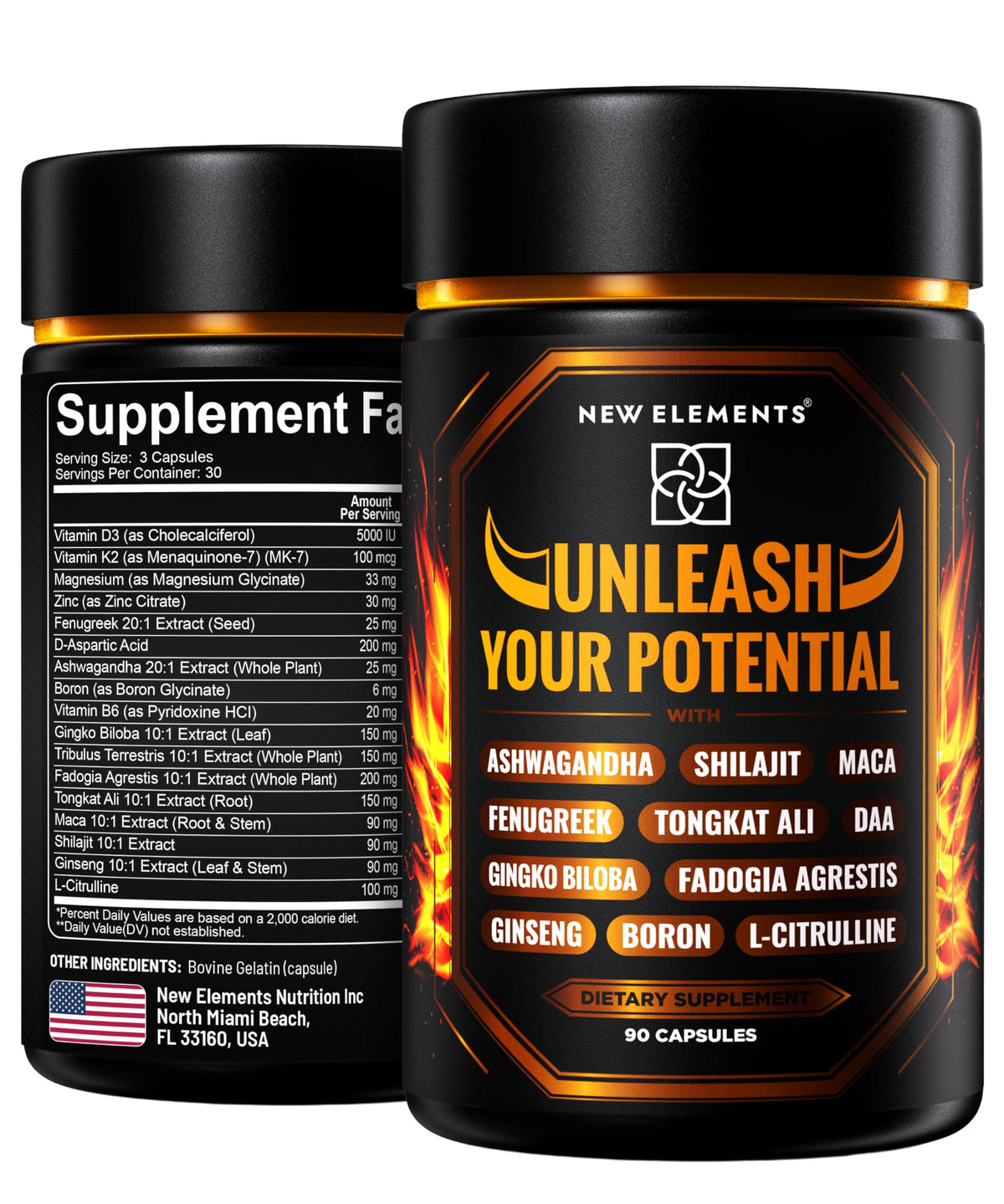 New Elements Test Booster Tongkat Ali 10:1 for natural vitality.