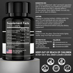 New Elements Vitamin D3 K2 bottle label highlights MK7, B6 for heart and nerve support.