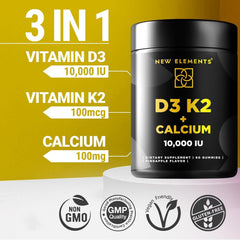 New Elements Vitamin D3 K2 Gummies packaging with product label