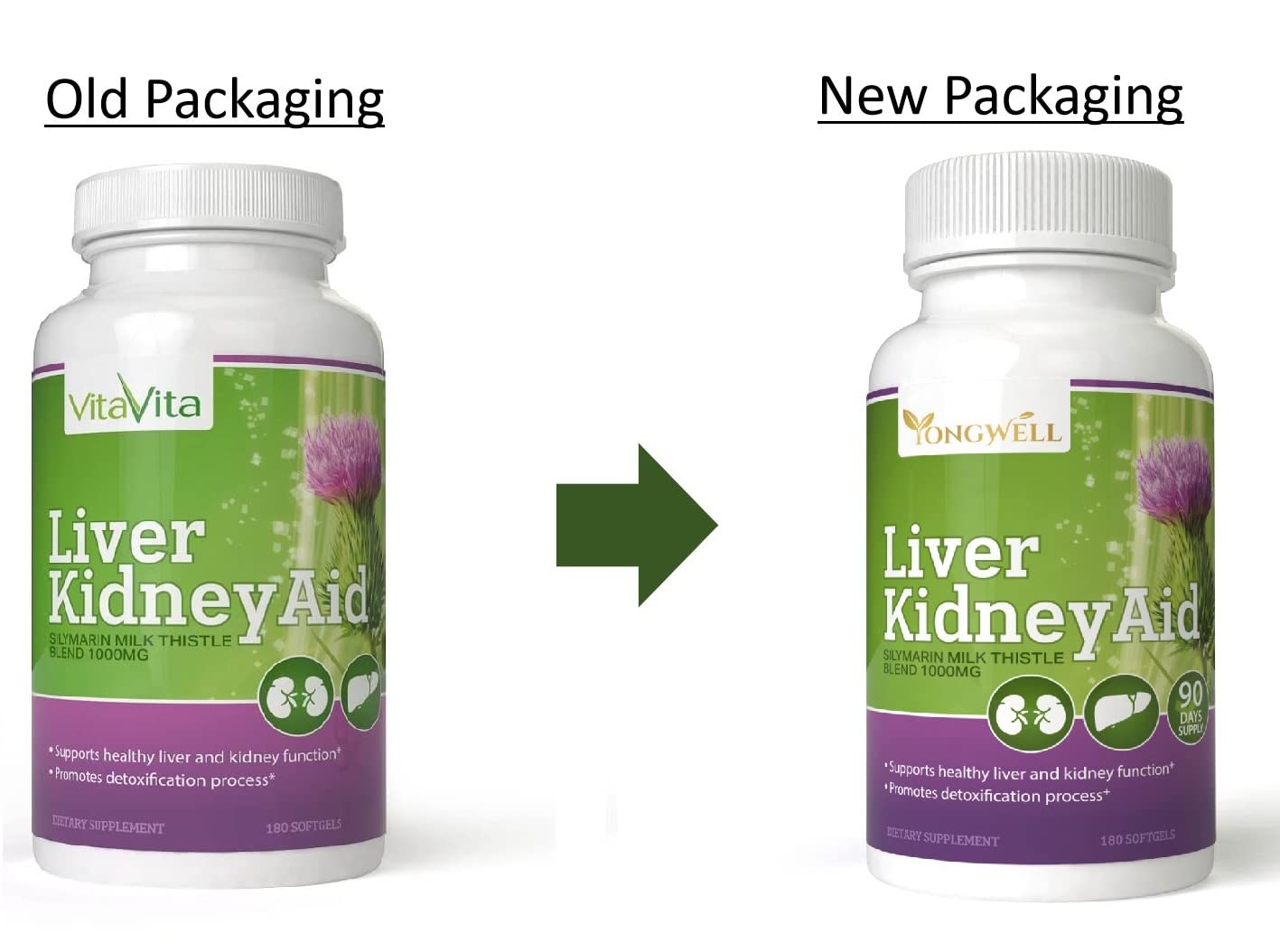 New Green Nutrition Liver Kidney Aid label detailing herbal ingredients