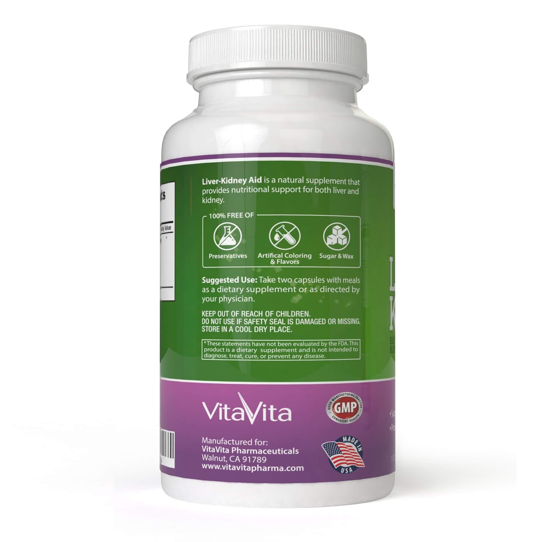 New Green Nutrition Liver Kidney Aid bottle pouring capsules into hand