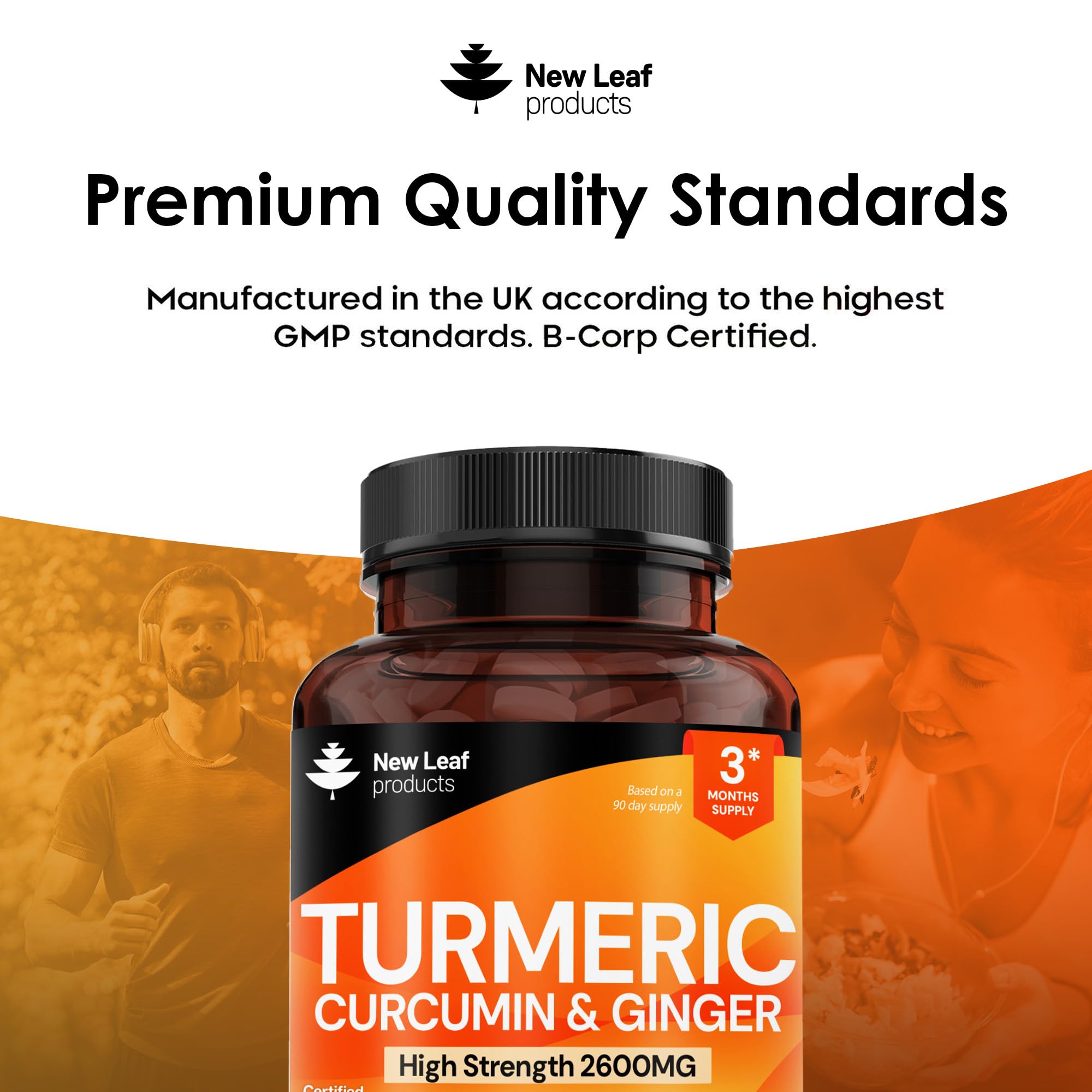 New Leaf Turmeric tablets serving image displays two-tablet serving.