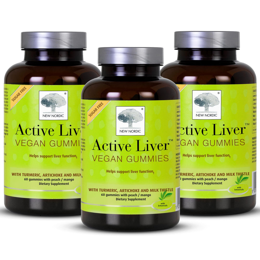 New Nordic Active Liver Gummies bottle on a clean counter for daily support.