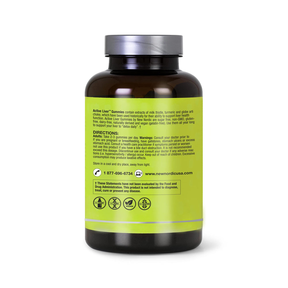 New Nordic Active Liver Gummies being poured for quick daily dose.