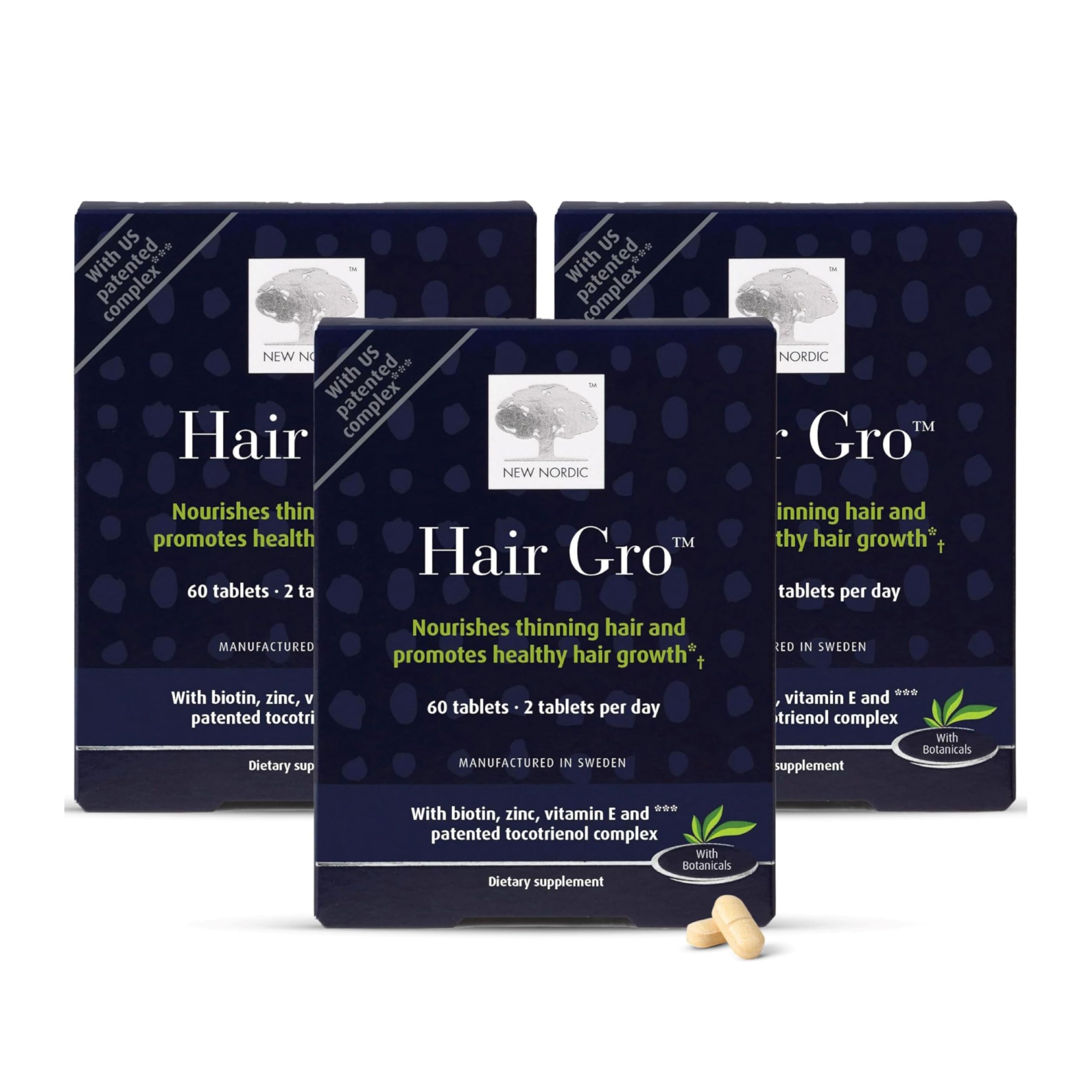 New Nordic Hair GRO bottle front view for daily hair support.
